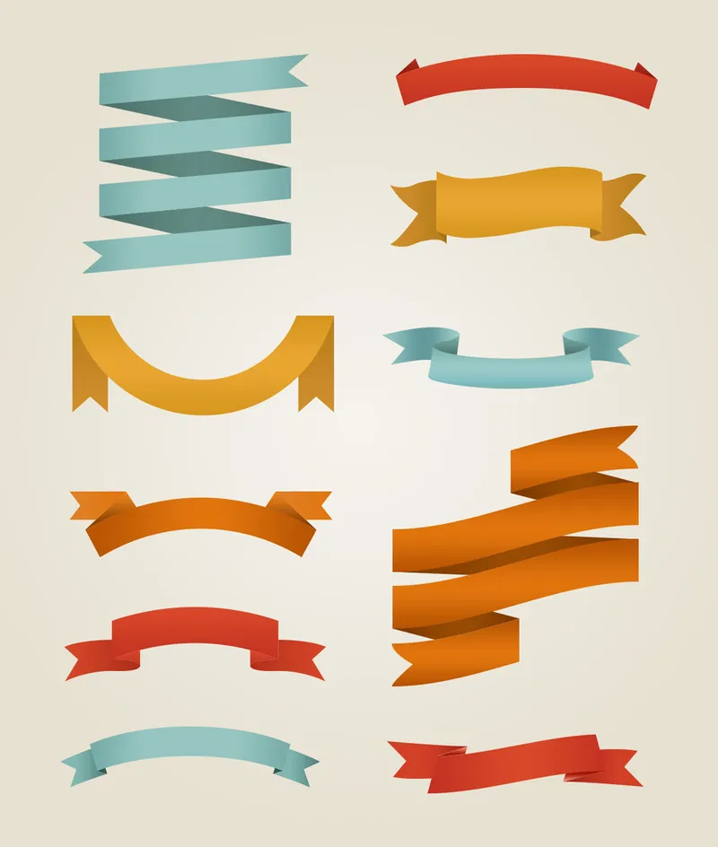 10 Retro Ribbons PSD