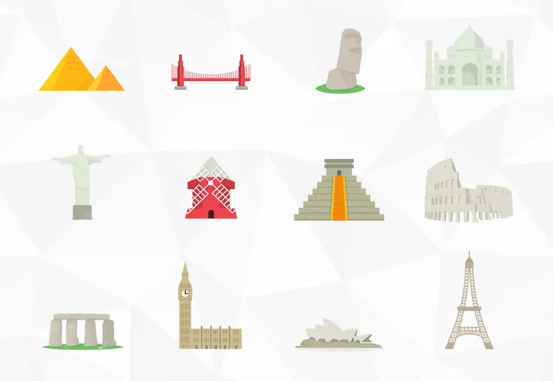 12 Famous Landmarks Icons