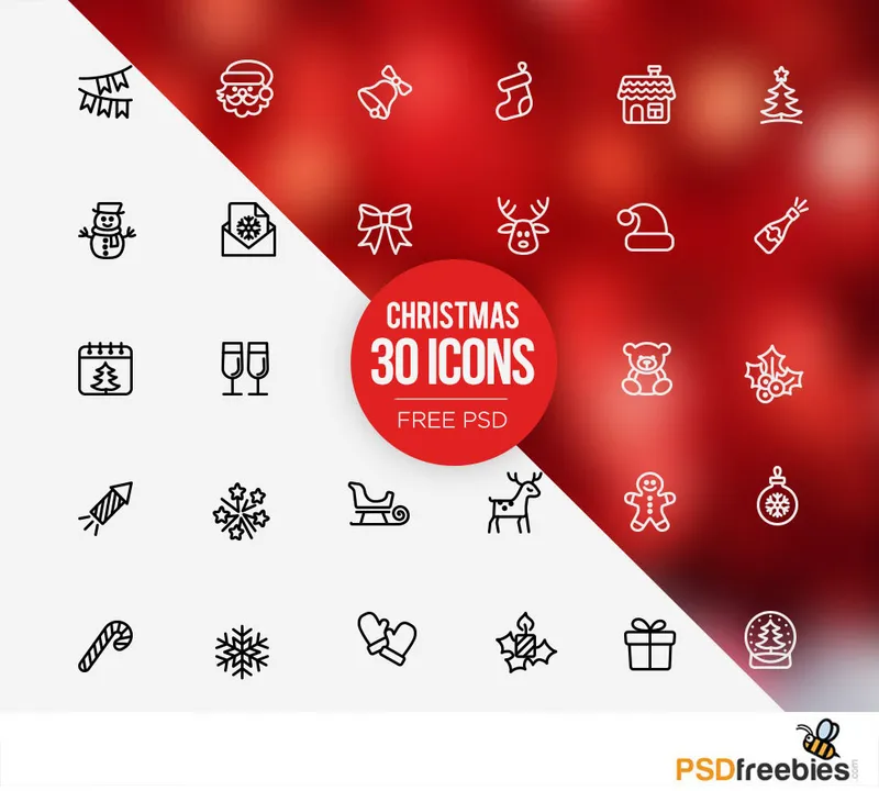 30 Free PSD Christmas Icons