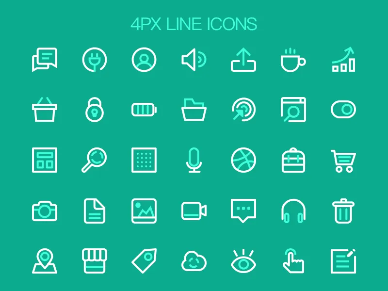 35 Line Icons Free PSD