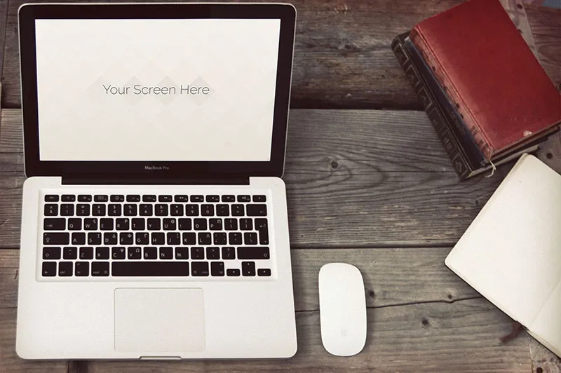 4 Vintage MacBook PSD Mockups