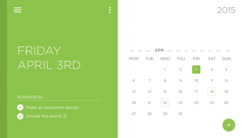 Calendar Widget PSD
