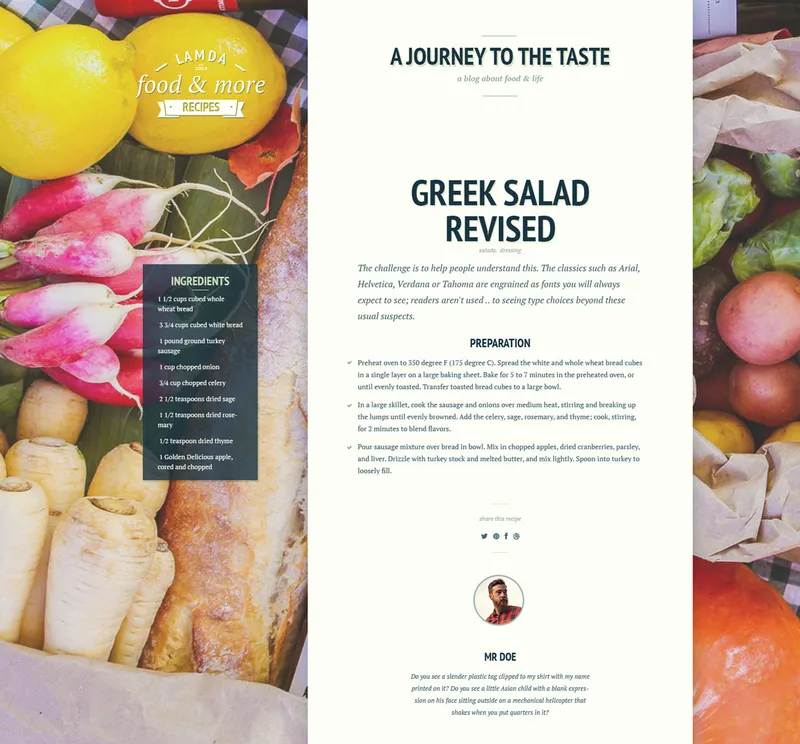 Culinary Blog PSD Template