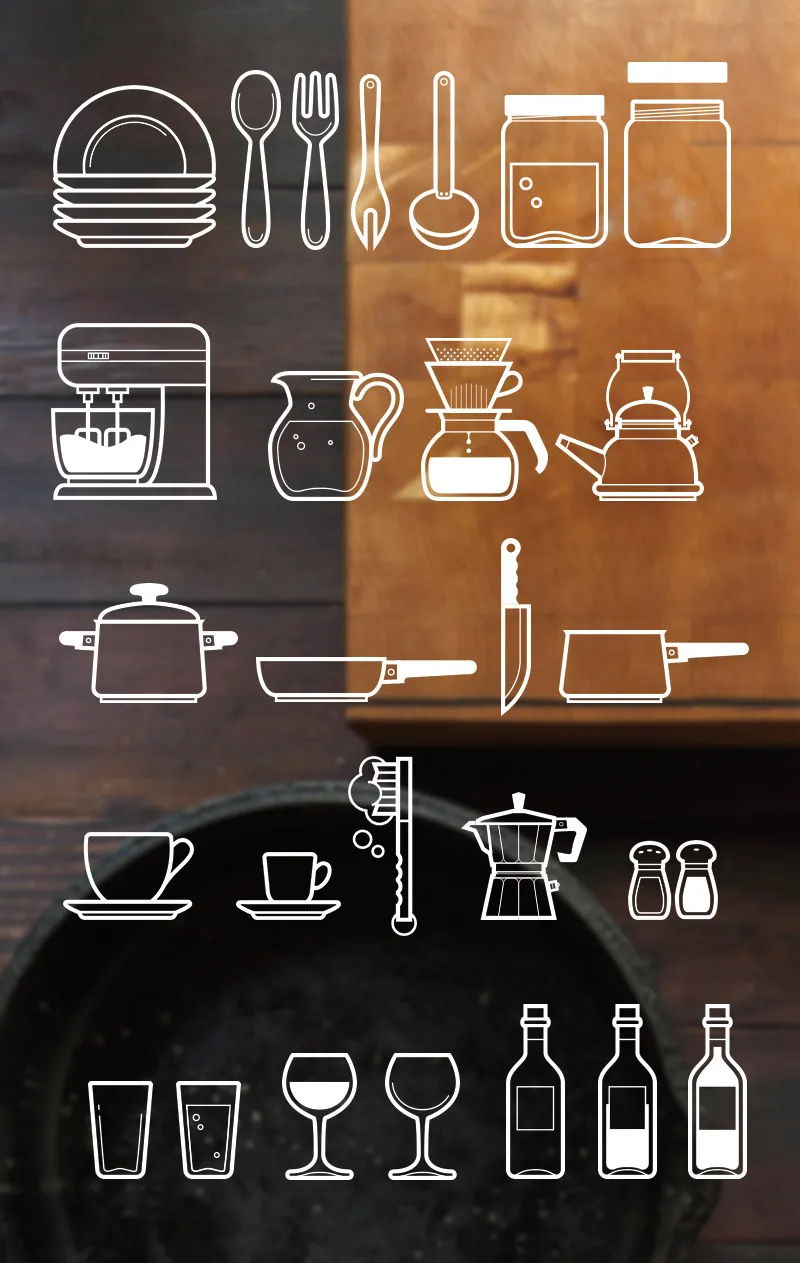 Cutlery Outline Icons PSD