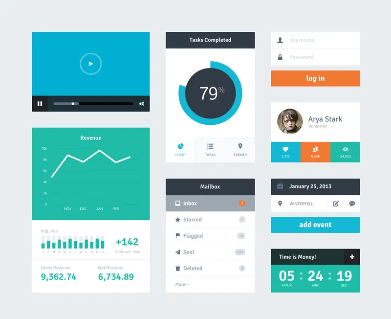 Flat UI Kit Free PSD