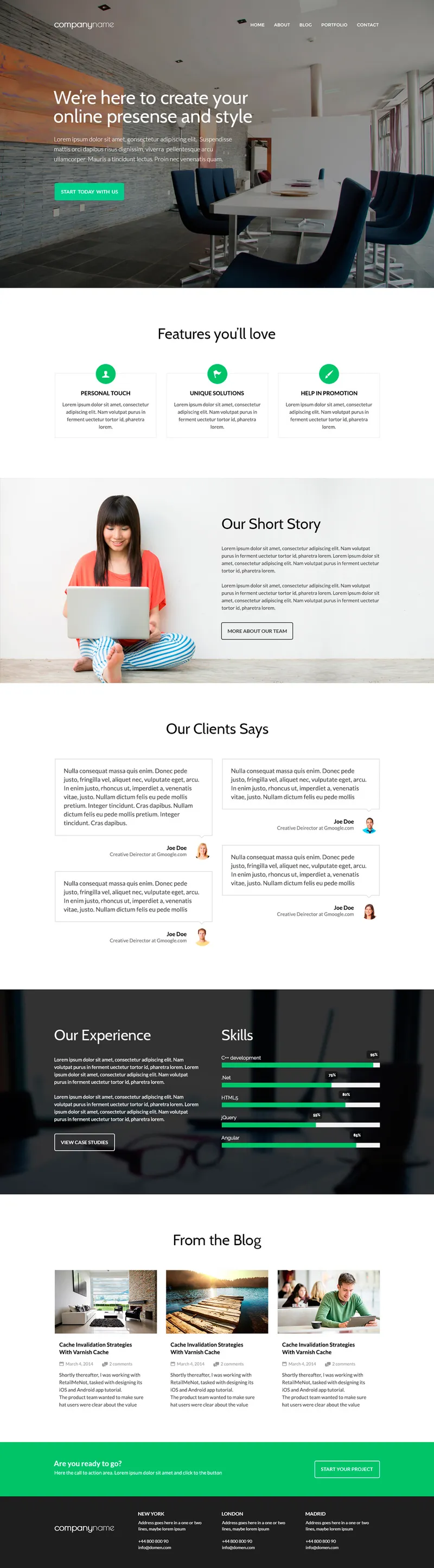 Free Business Website PSD Template