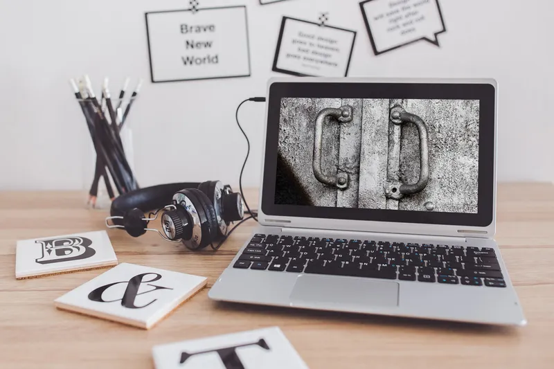 Free Workspace with Laptop Mockup