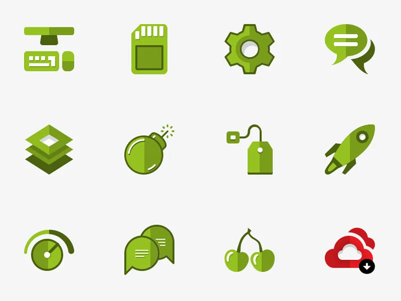 Green Set of Flat Icons
