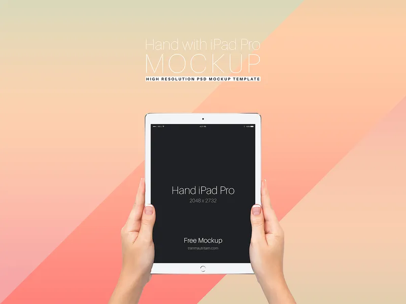 Hand with iPad Pro PSD Mockup