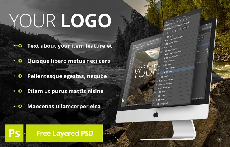 iMac Layered MockUp Preview