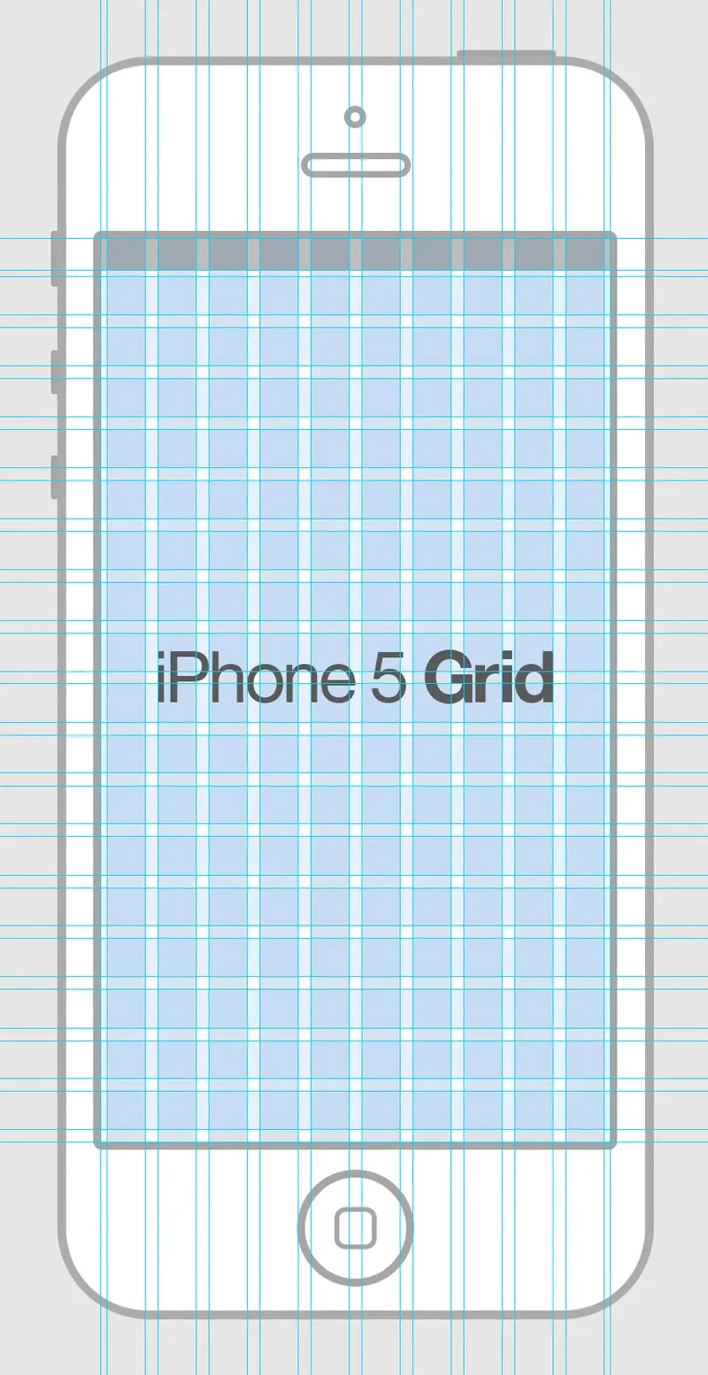 iPhone 5 Wireframe Grid PSD
