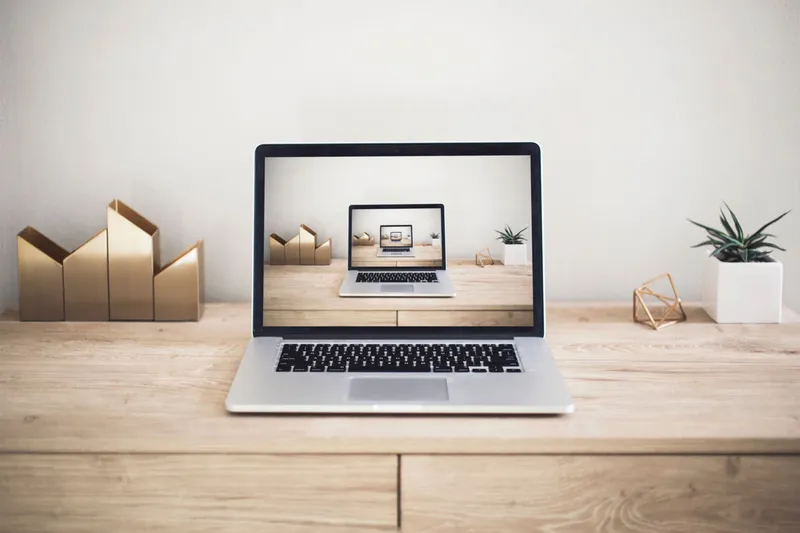 MacBook Minimal Workspace Mockup