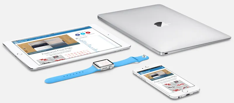 Silver Apple Devices PSD Mockup