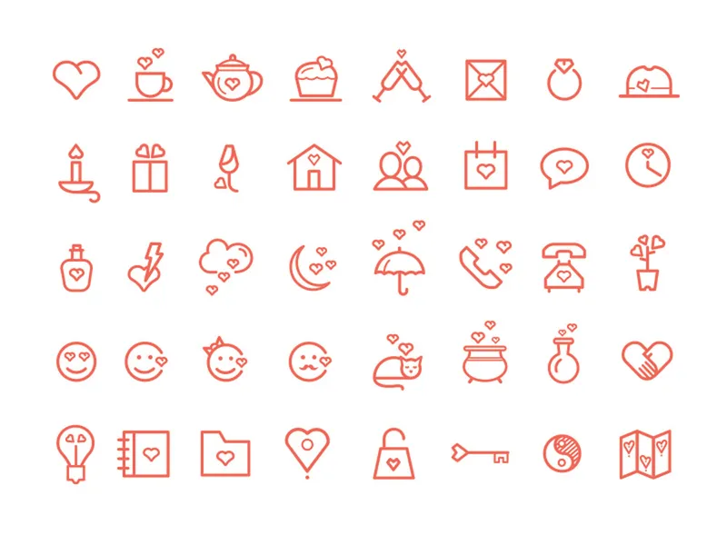 Valentine's Day PSD Icons