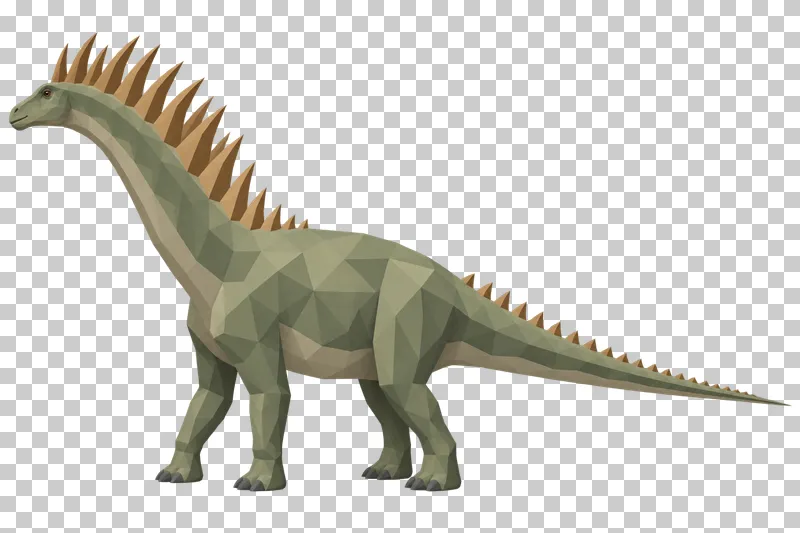 A sage low-poly Amargasaurus with paired spines along its neck and back.