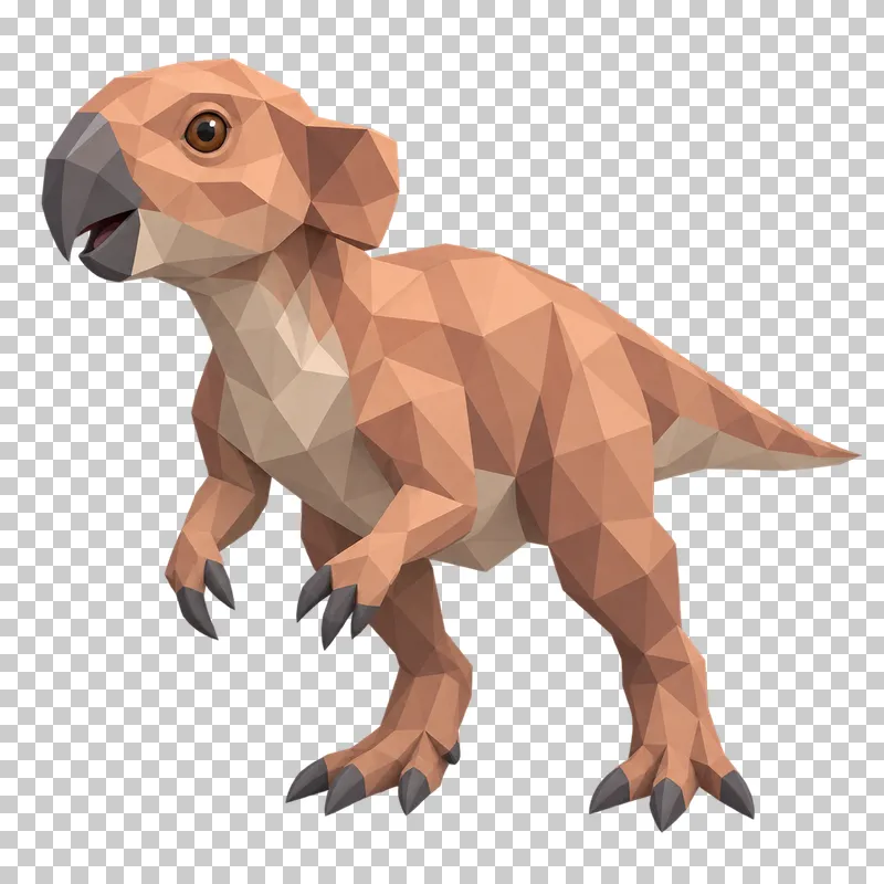 A peach low-poly Psittacosaurus with a short beak and compact body.