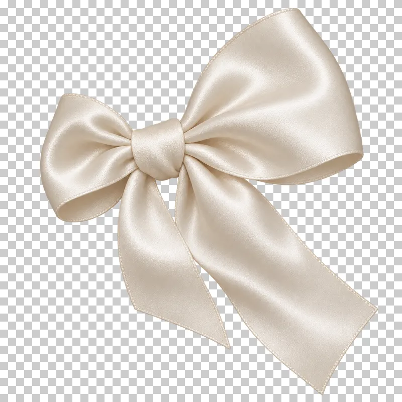 Ivory asymmetric satin hair bow with one large raised loop, a smaller opposing loop and uneven diagonal tails.