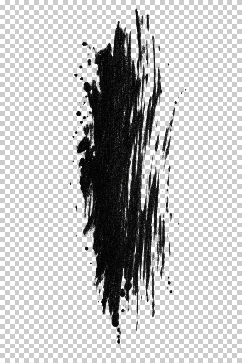A vertical black brush stroke split into long irregular bristle strands.