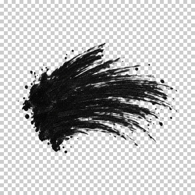 A short black fan-brush mark spreading from a compact left edge into separated bristles.
