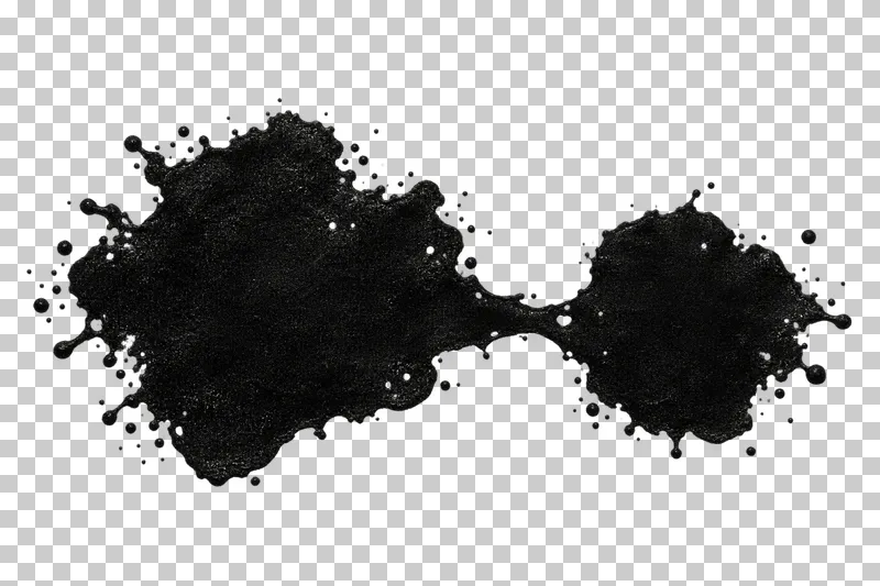 Two unequal black ink blots joined horizontally by a narrow neck.