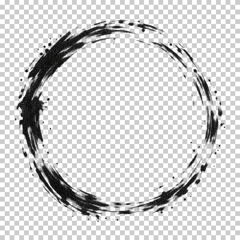 A thin broken black brush circle with sparse bristle texture and an open center.