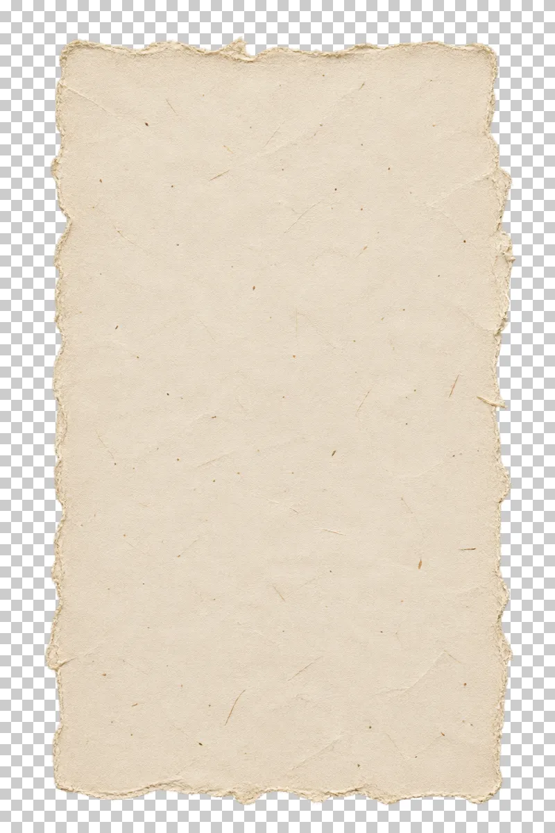 Irregular rectangular cream handmade paper, viewed directly from above.