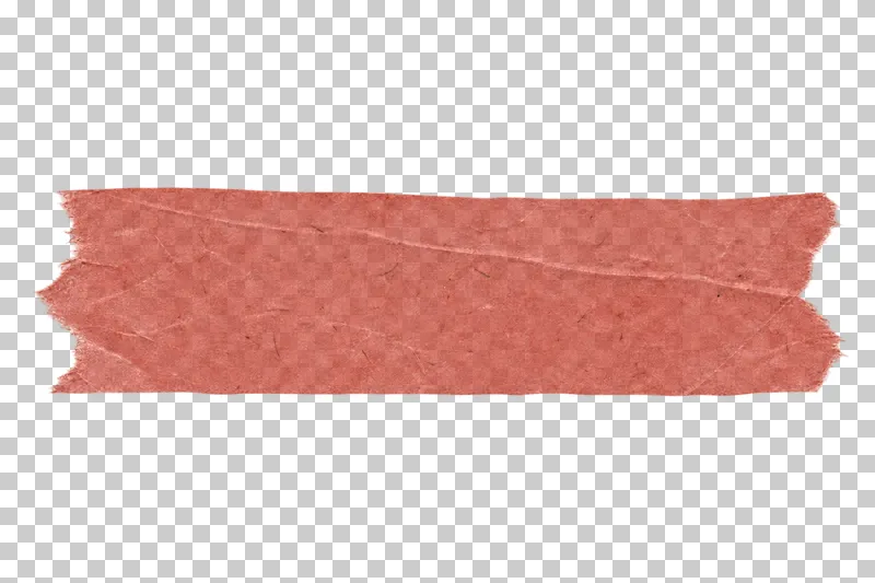 Brick-red washi tape strip with uneven torn ends, viewed directly from above.