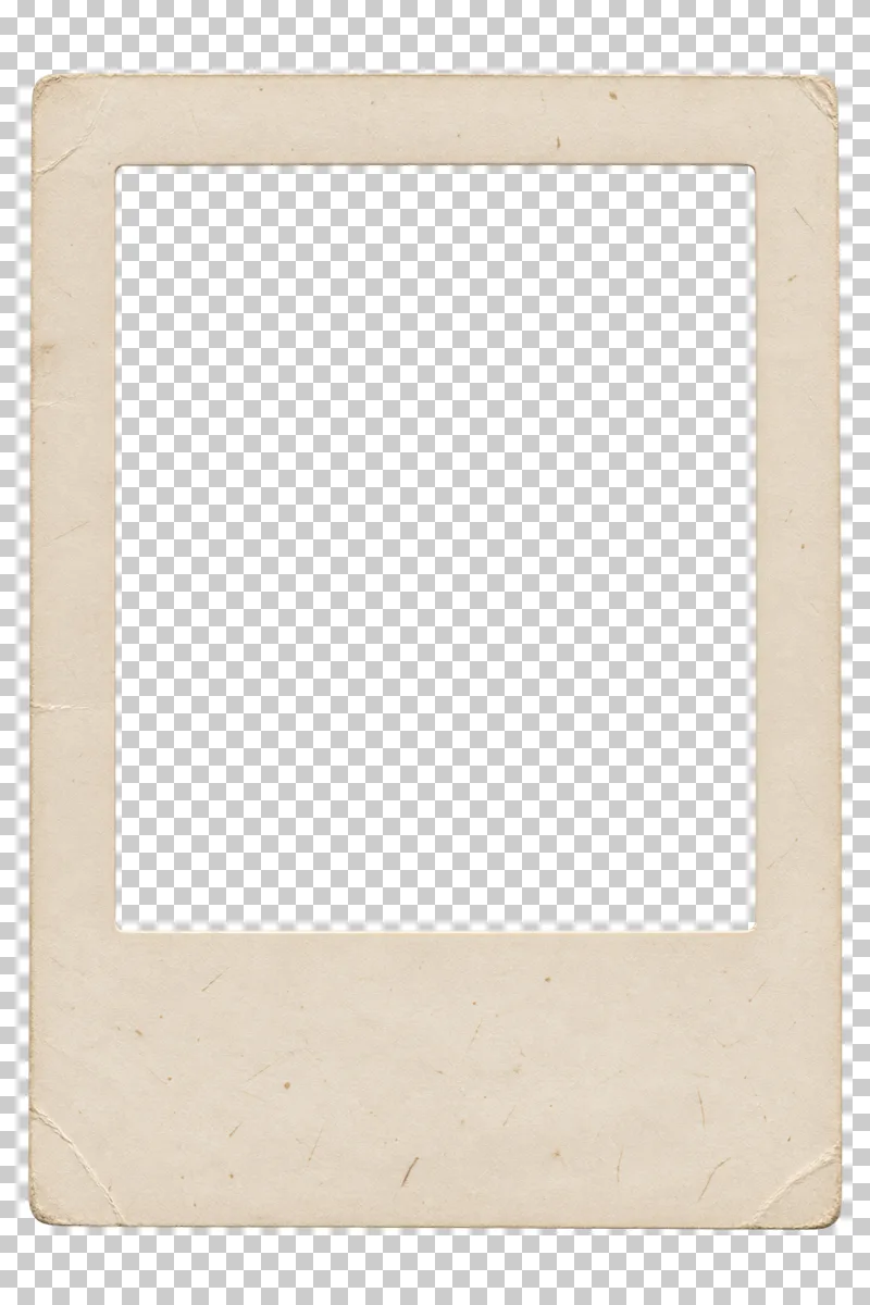 Cream paper photo frame with a wider bottom margin and transparent opening, viewed directly from above.