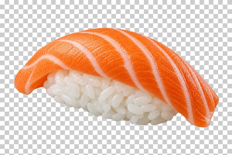Raw salmon nigiri.