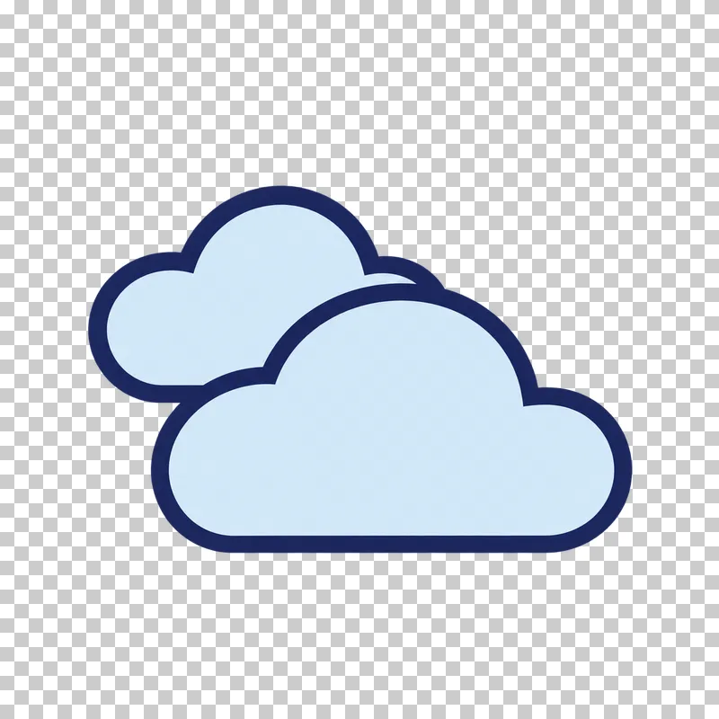 Two overlapping light blue clouds have rounded tops and navy outlines.