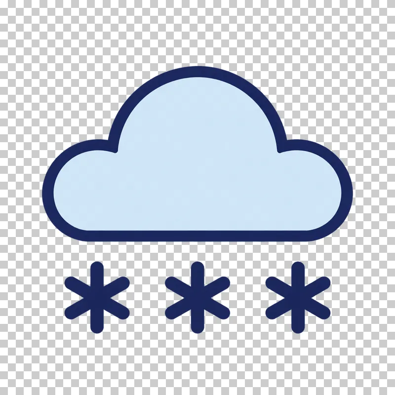 A light blue cloud outlined in navy sits above three navy snowflakes.