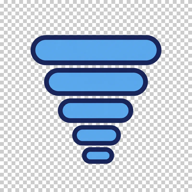 Five sky blue horizontal bars with rounded ends and navy outlines become progressively narrower toward the bottom.