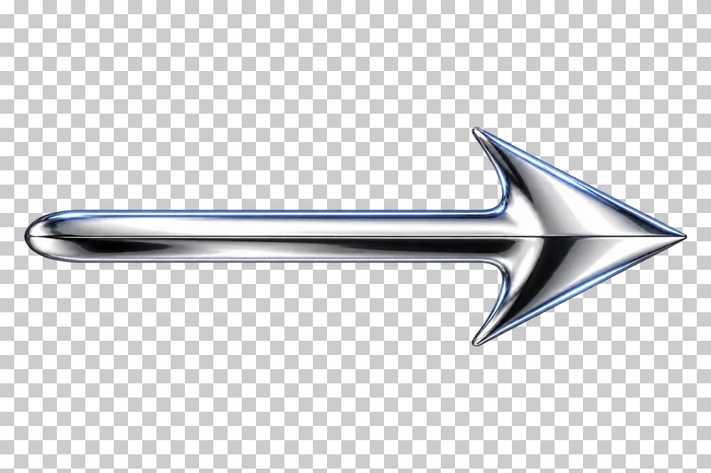 Polished silver chrome long straight shaft with one triangular arrowhead.