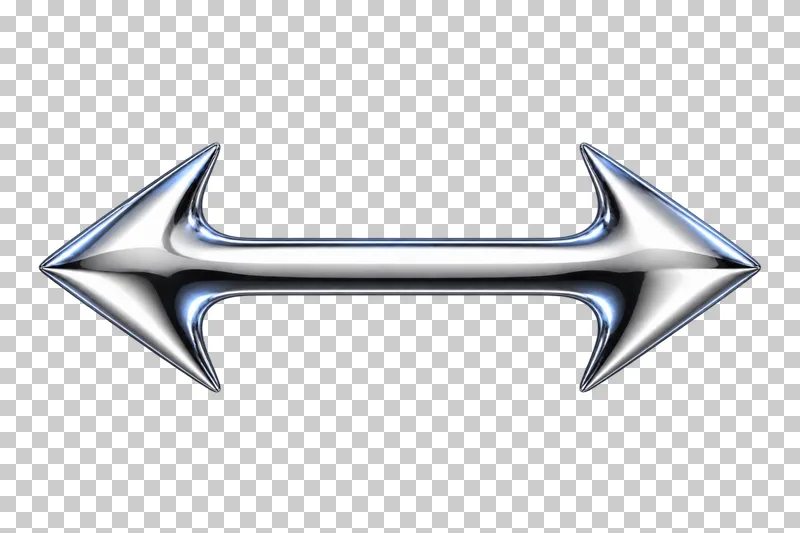 Polished silver chrome one straight shaft with opposing arrowheads at both ends.
