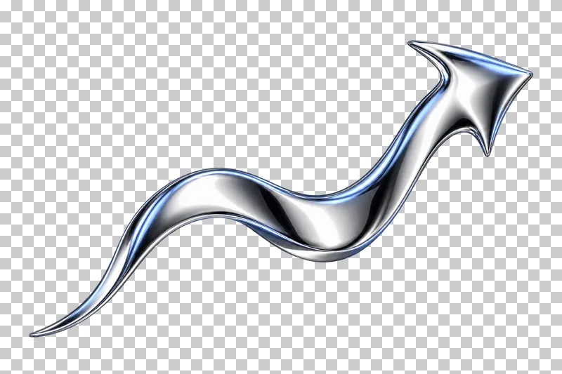 Polished silver chrome smooth undulating shaft with two changes of curvature.