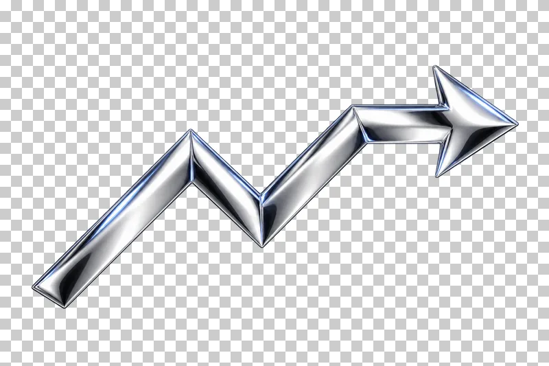 Polished silver chrome angular shaft with three distinct bends and one arrowhead.