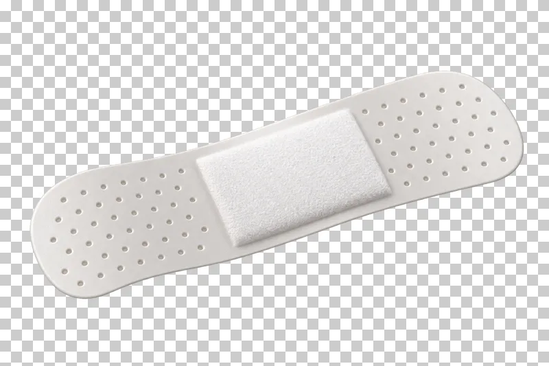 A white adhesive bandage with rounded perforated ends and a central absorbent pad.