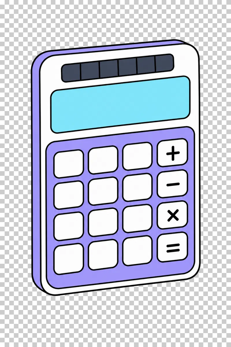 A lavender calculator with a blank display and rounded keys.