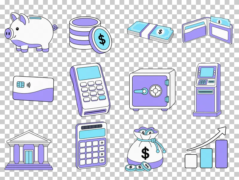 Money and Payments PNG Collection: all 12 elements in one grid
