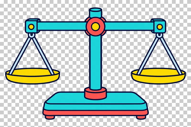 A turquoise equal-arm laboratory balance with two yellow pans and pale-blue suspension supports.