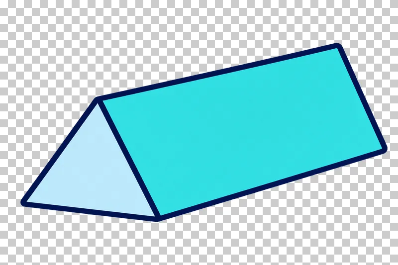 A triangular optical prism with a pale-blue end face, turquoise side face and navy edges.