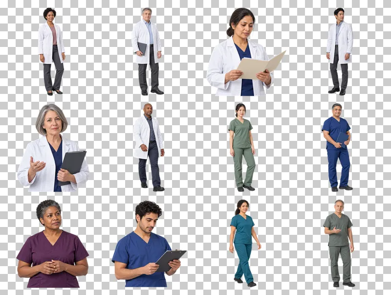 Healthcare Professionals Photo PNG Collection: all 12 elements in one grid
