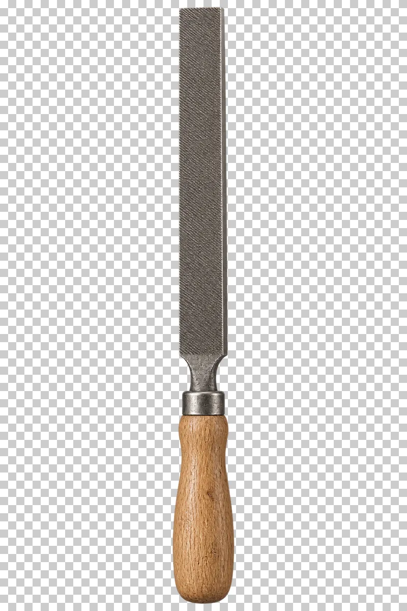 A flat cross-cut steel file with a wooden handle and metal ferrule.