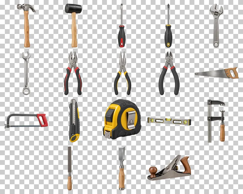 Workshop Hand Tools Photo PNG Collection: all 18 elements in one grid