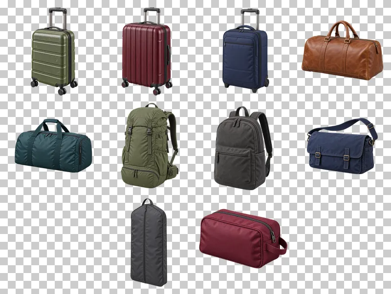 Travel Luggage Photo PNG Collection: all 10 elements in one grid