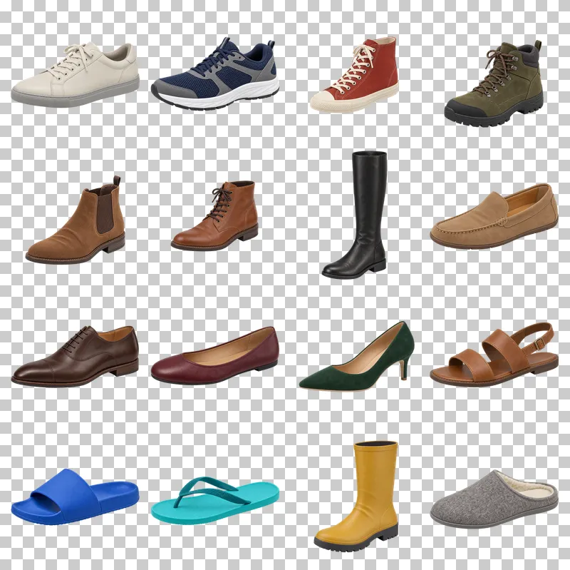 Everyday Footwear Photo PNG Collection: all 16 elements in one grid