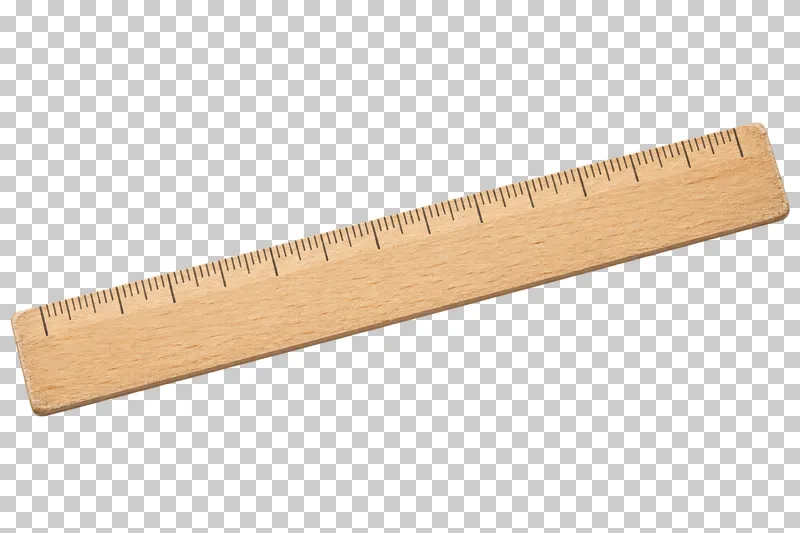 Long wooden ruler with regular unnumbered tick marks