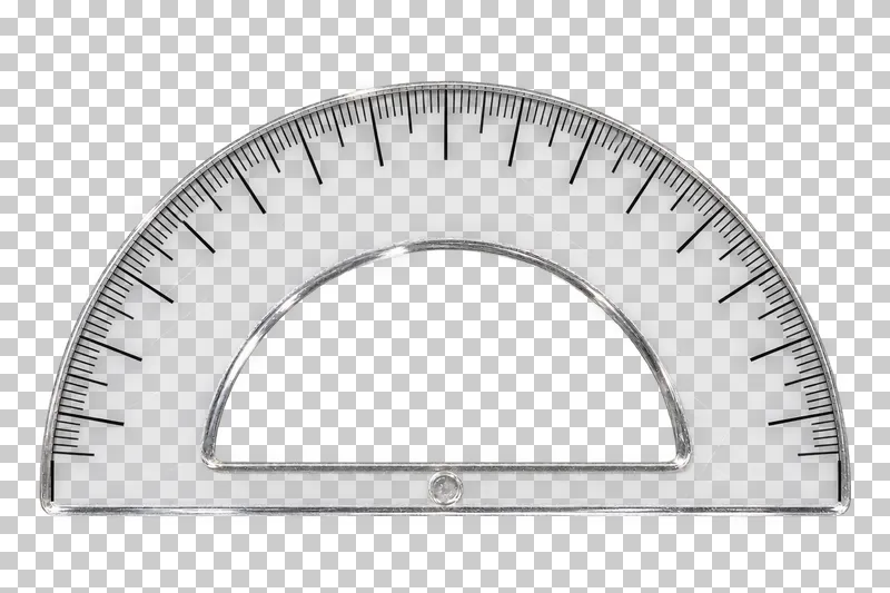 Transparent semicircular protractor with unnumbered tick marks