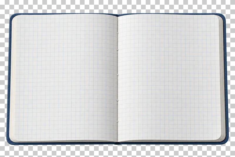 Open notebook with blank squared paper