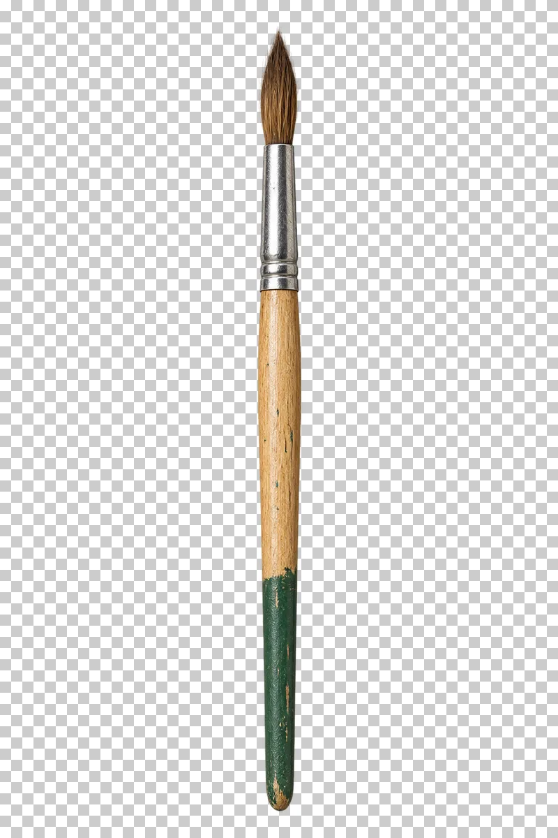 School paintbrush with a wooden handle and metal ferrule